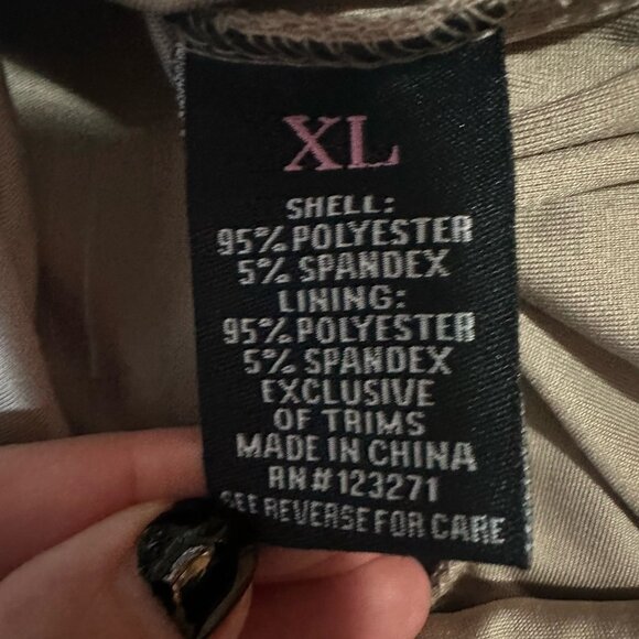 NWT Justify Dress Women’s XL Tan Brown Fitted Long Stretch *Flaw - Picture 13 of 16